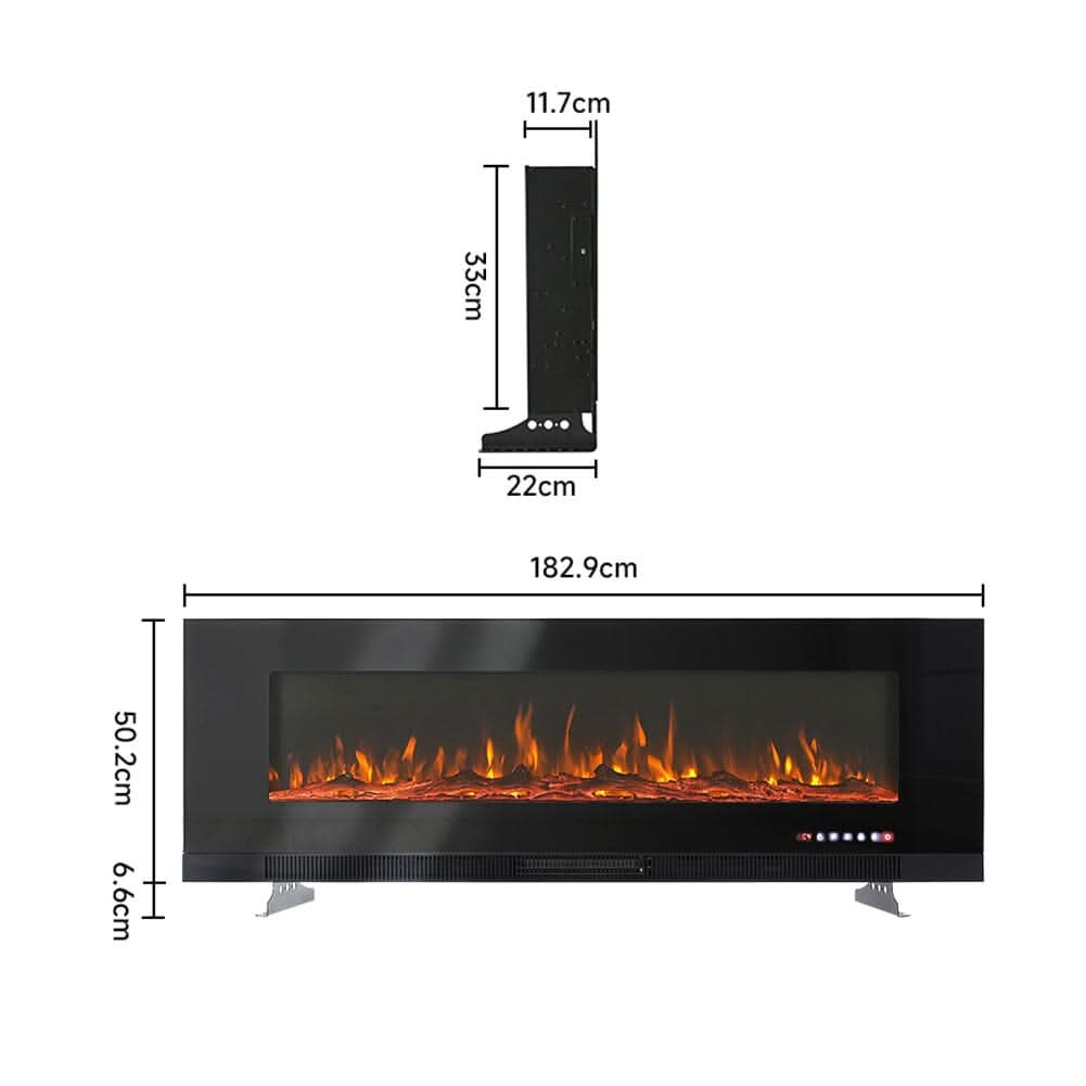 72 inch Wall Mounted Electric Fireplaces With Remote Control 9 Flame Colours Heater