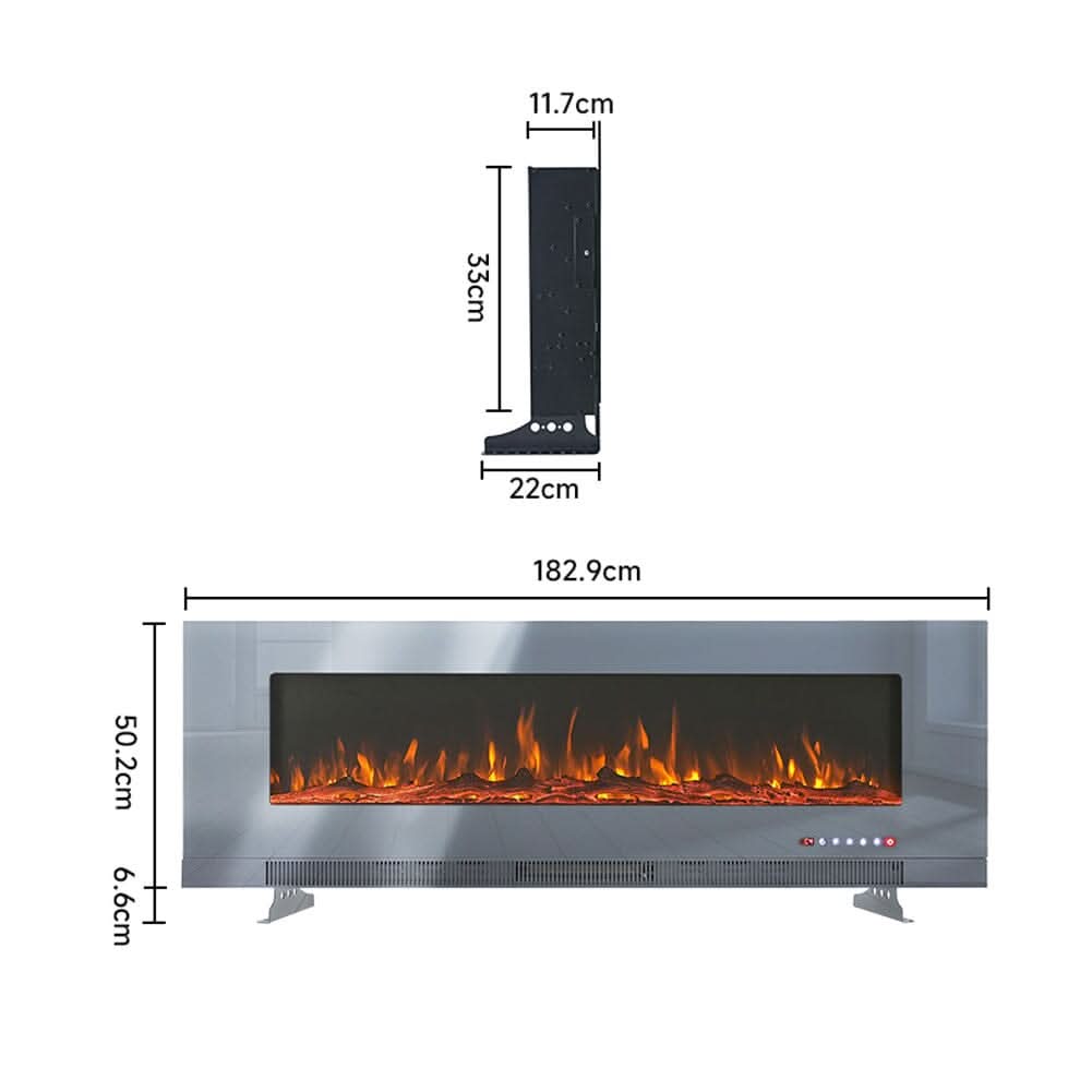 72 inch Wall Mounted Electric Fireplaces With Remote Control 9 Flame Colours Heater