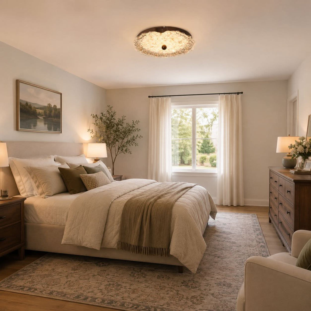 Walnut Ripple Acrylic Ceiling Light | Colour-Changing Flush Mount