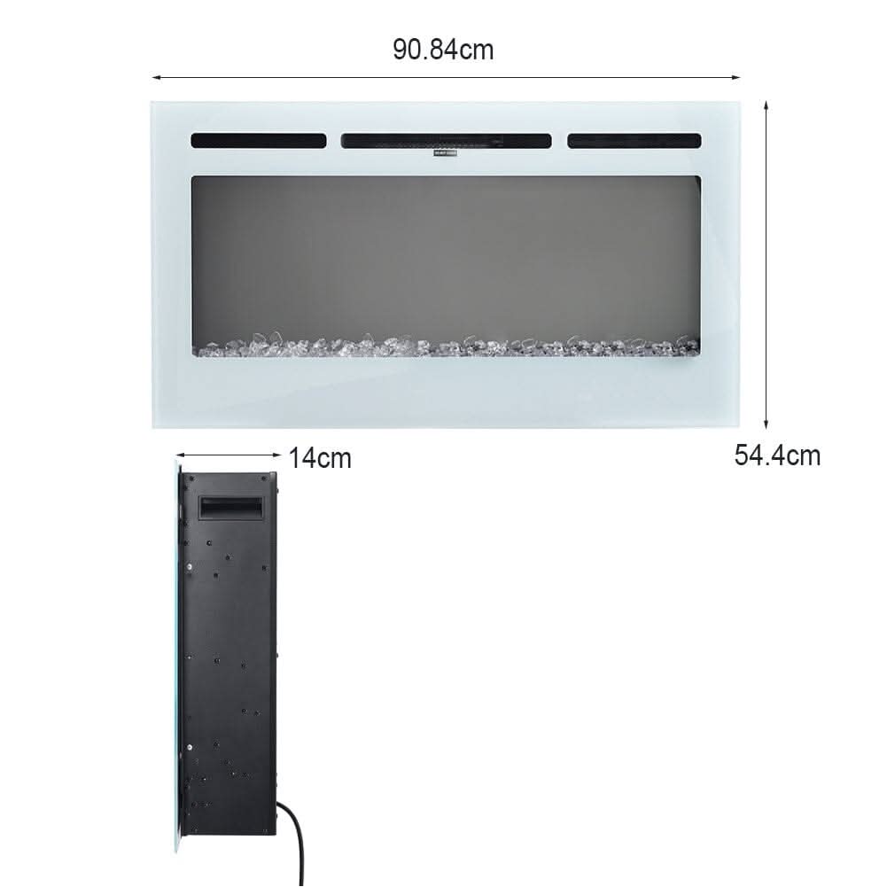60 Inch Wall Mounted Fireplaces Recessed Fireplace 1800W White 5120BTU Electric Heaters