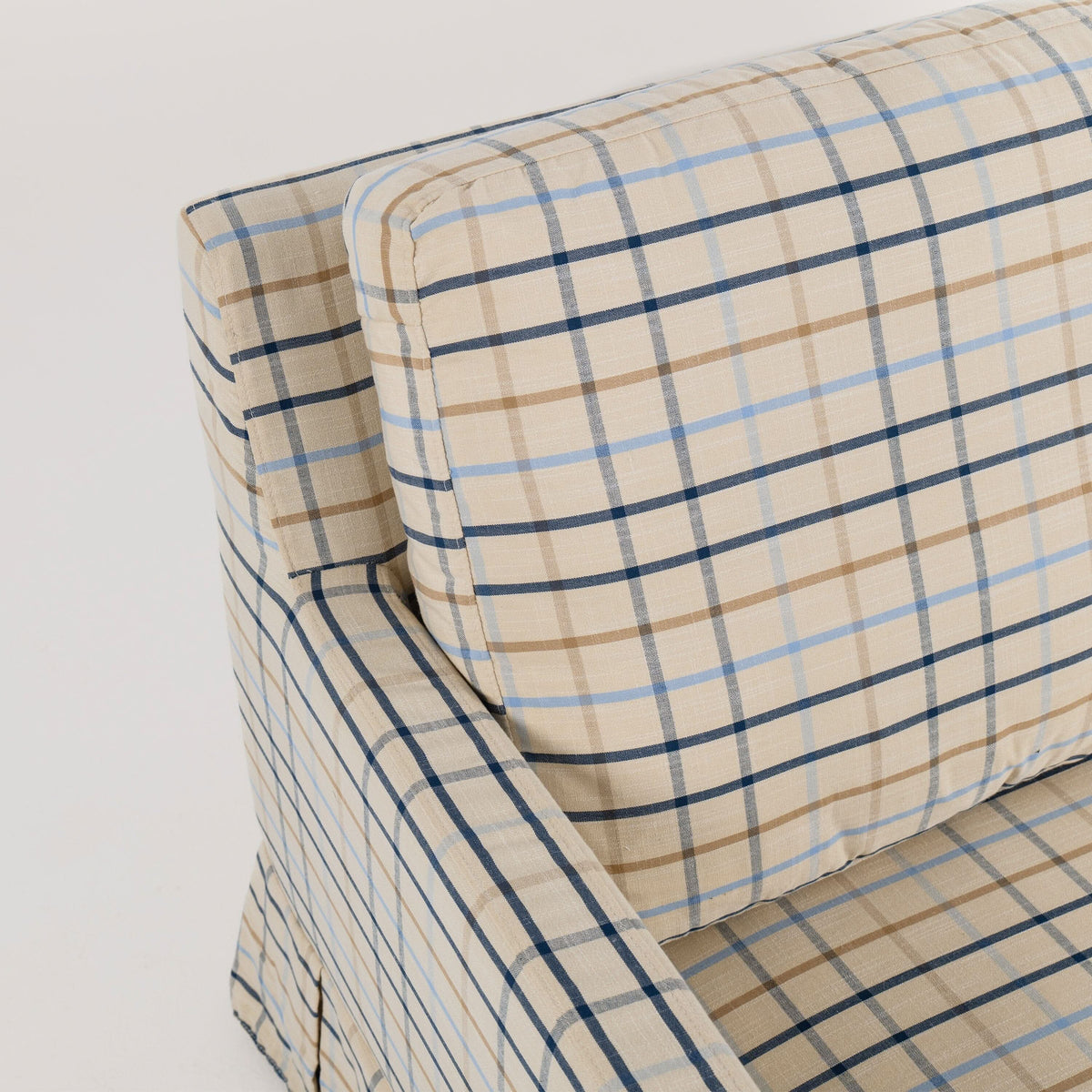 Cottonfy Blue Gingham Sofa with Skirted Base