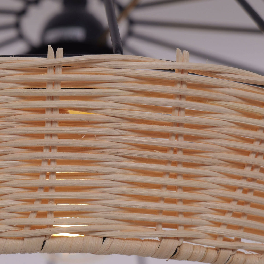 Glyph-Lightsin Rustic Iron Woven Rattan Pendant Light for Dining Room, Reading Corner & Bedroom