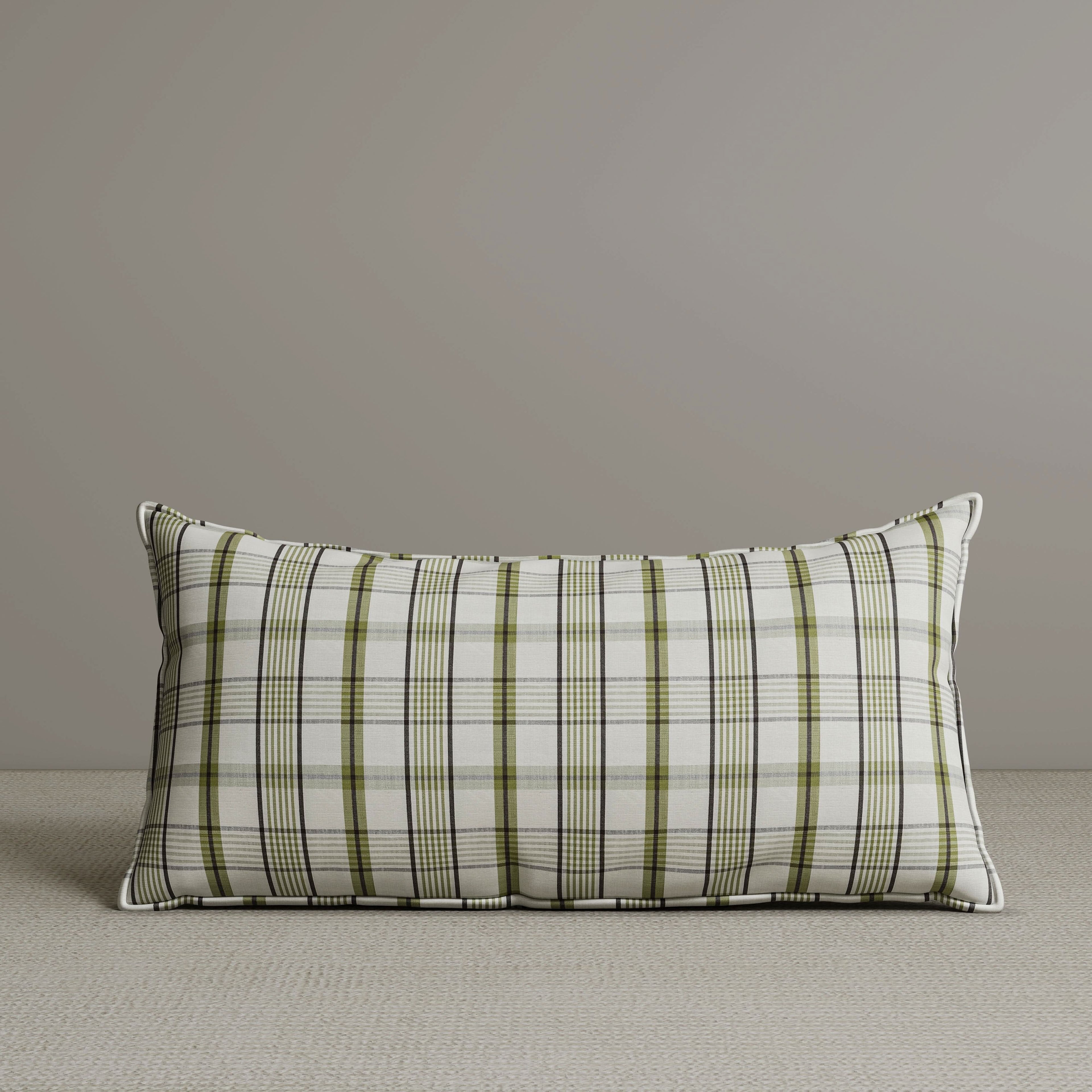 Exclusive Waist Cushion in Moss Green Checkered Cotton Linen, 56*27*12 CM