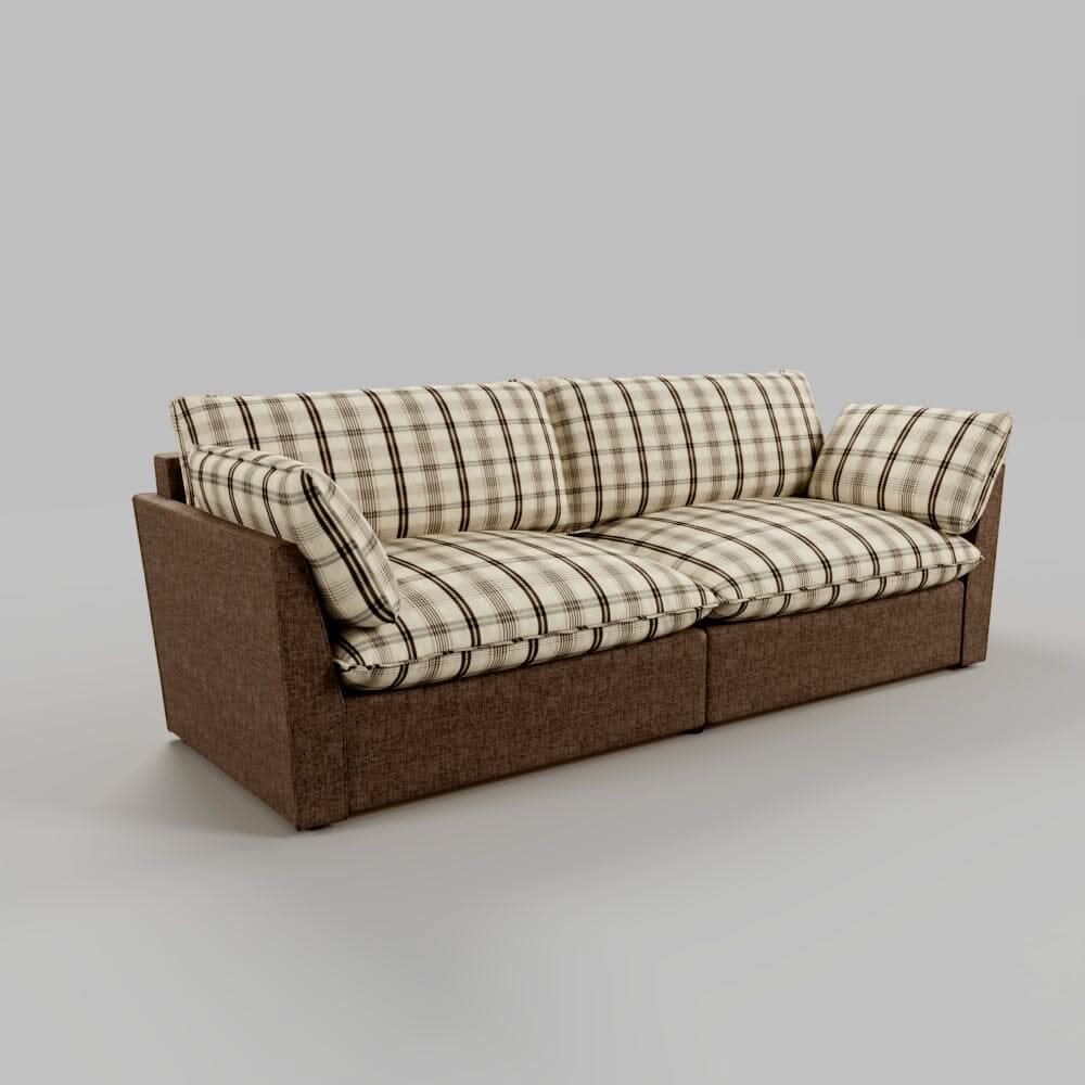 Cottonfy British Retro Check & Striped Sofa with Removable Covers