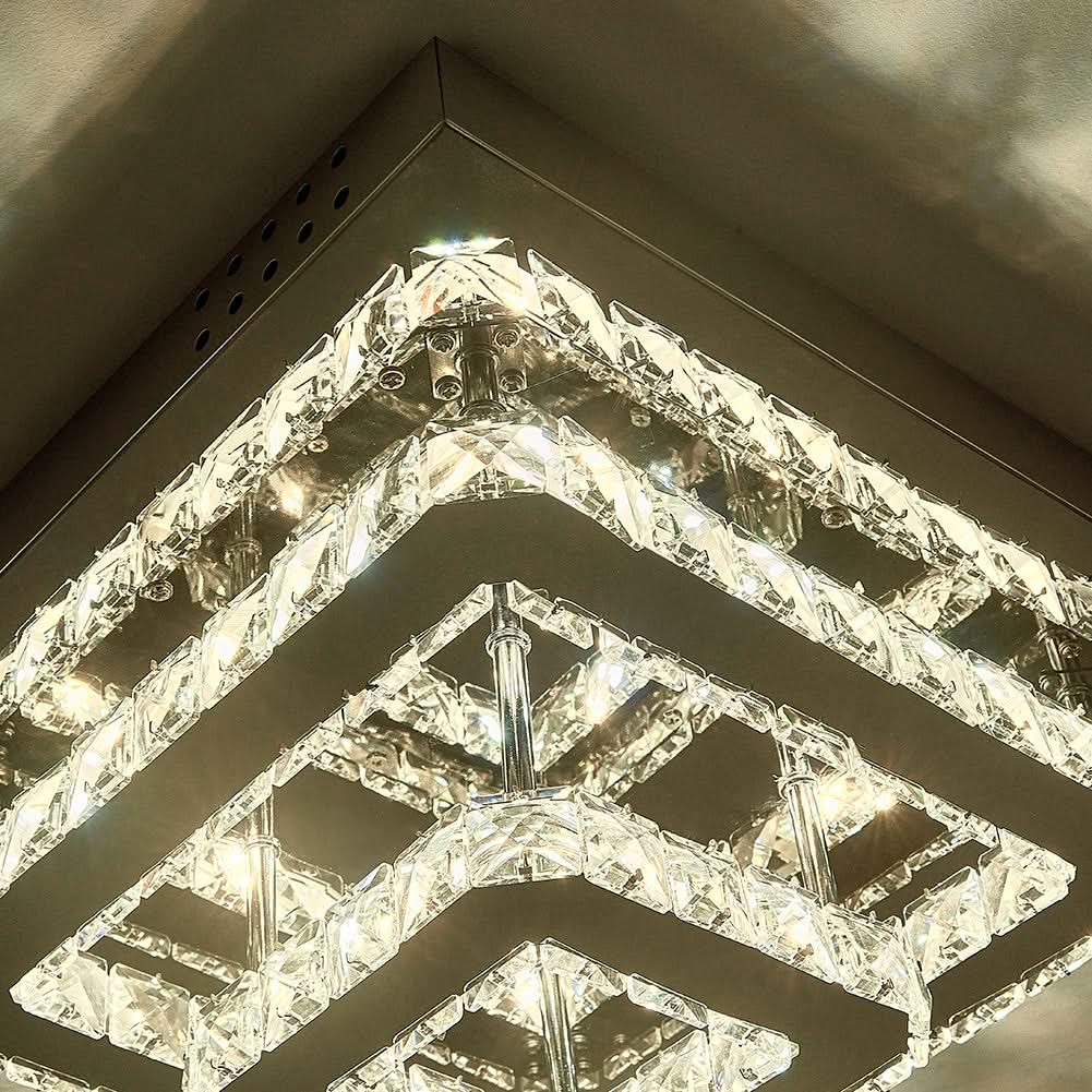 Modern 2-Tier Crystal LED Ceiling Light Fixture Dimmable/Non-dimmable