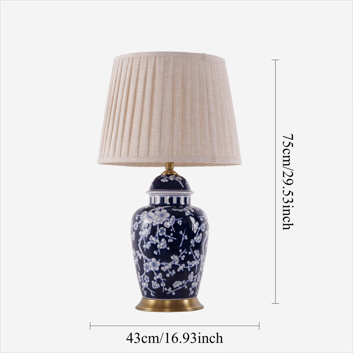 Lightsin Vintage Desk Lamp Ceramic Floral Design with Brass Base and Fabric Shade