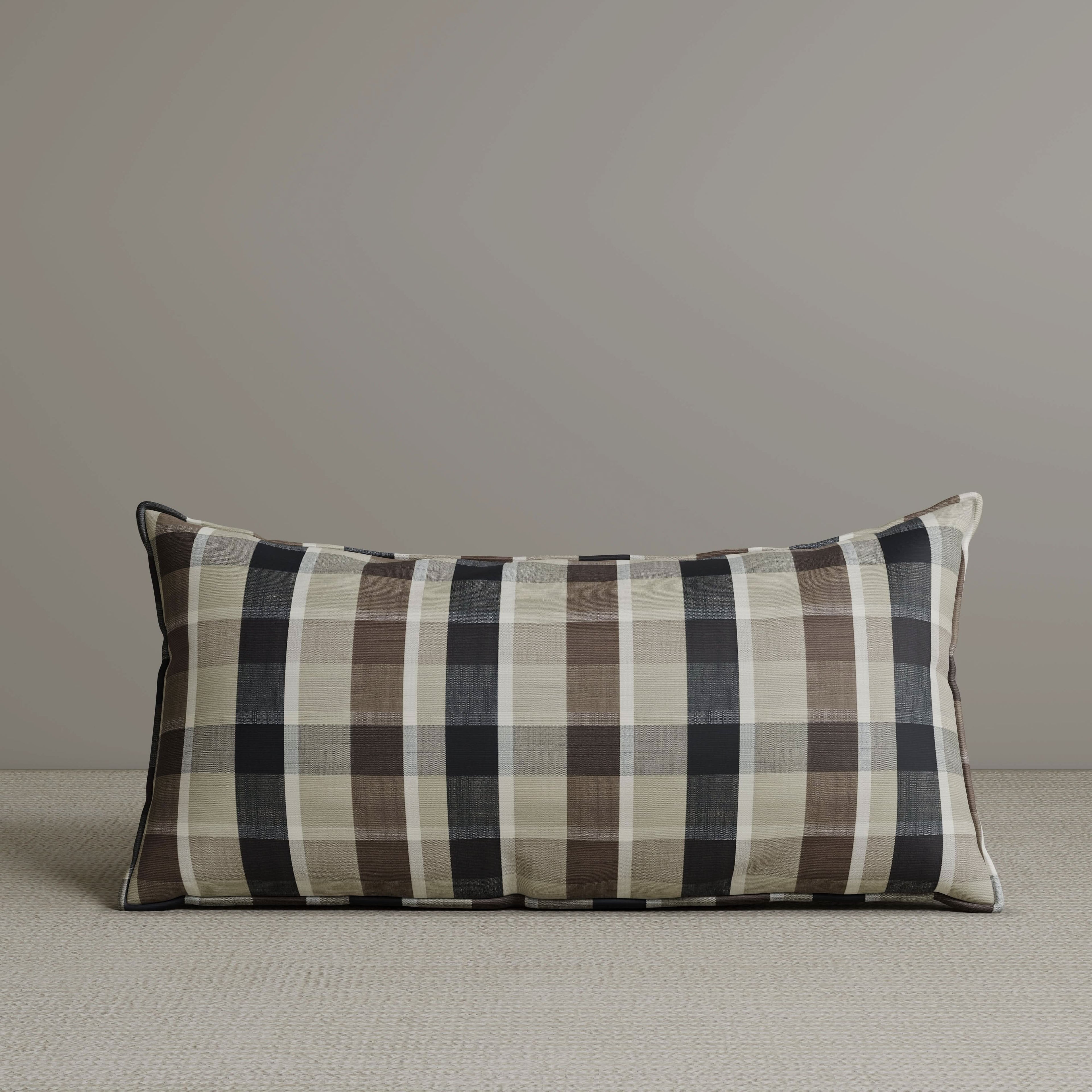 ‍Exclusive Waist Cushion in Mocha Brown Checkered Cotton Linen, 56*27*12 CM (100% off)