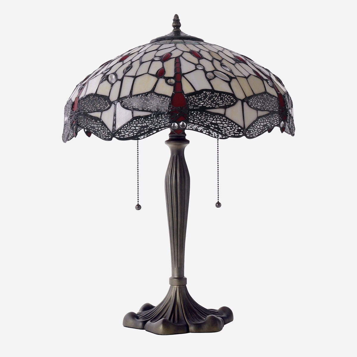 Lightin Tiffany Table Lamp | Handcrafted Stained Glass Dragonfly Series