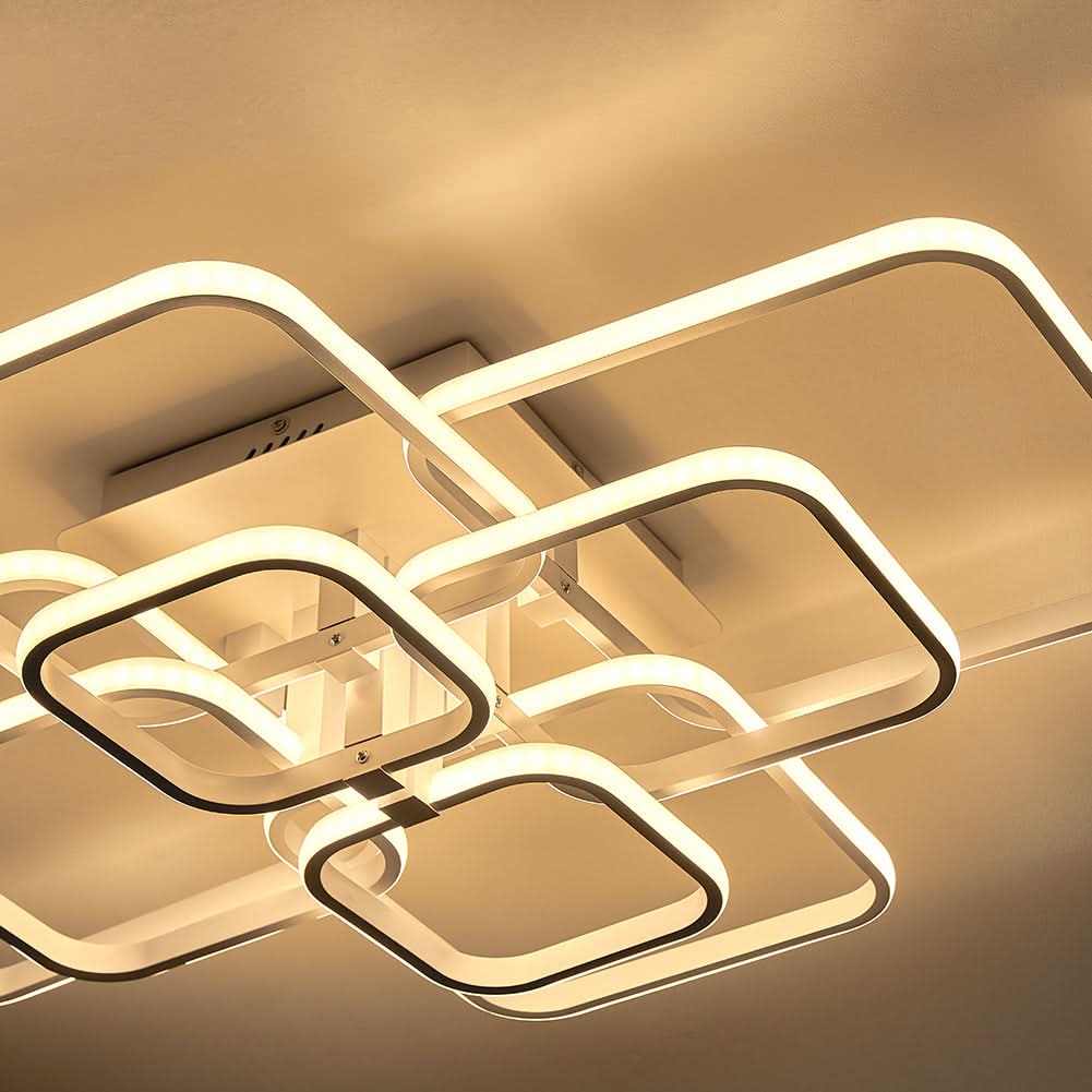 4/6/8 Lights Square LED Ceiling Light with Remote Control