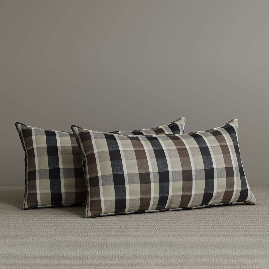‍Exclusive Waist Cushion in Mocha Brown Checkered Cotton Linen, 56*27*12 CM (100% off)