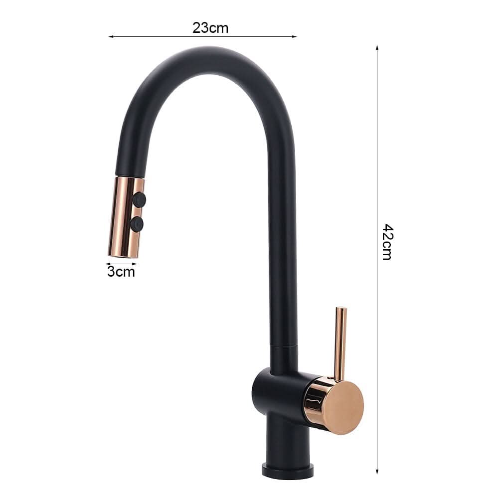 Black Pull Out Single Lever Mono Tap with 2 Jet Options