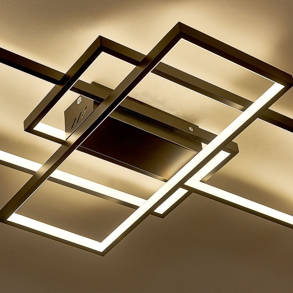 Modern LED Ceiling Light with 3 Black Rectangle Lampshades