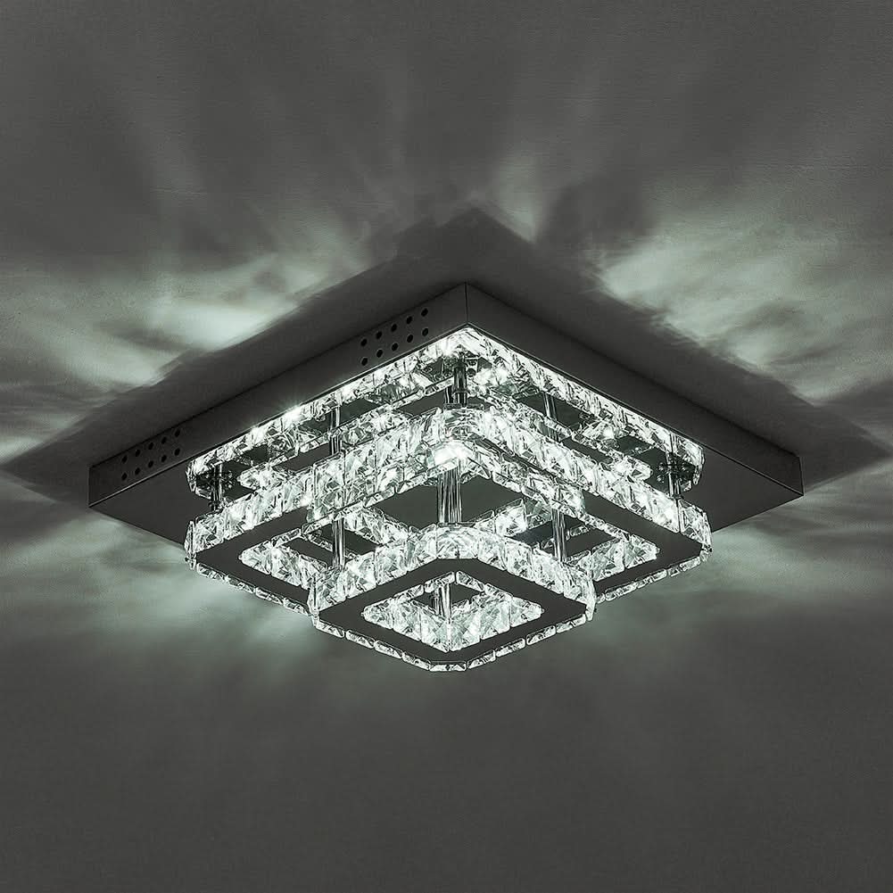 Modern 2-Tier Crystal LED Ceiling Light Fixture Dimmable/Non-dimmable