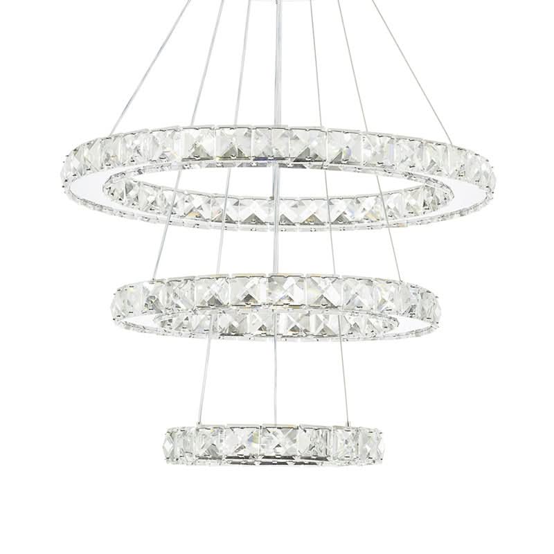 3 Rings Ceiling Light Crystal LED Chandelier Pendant Non-Dimmable