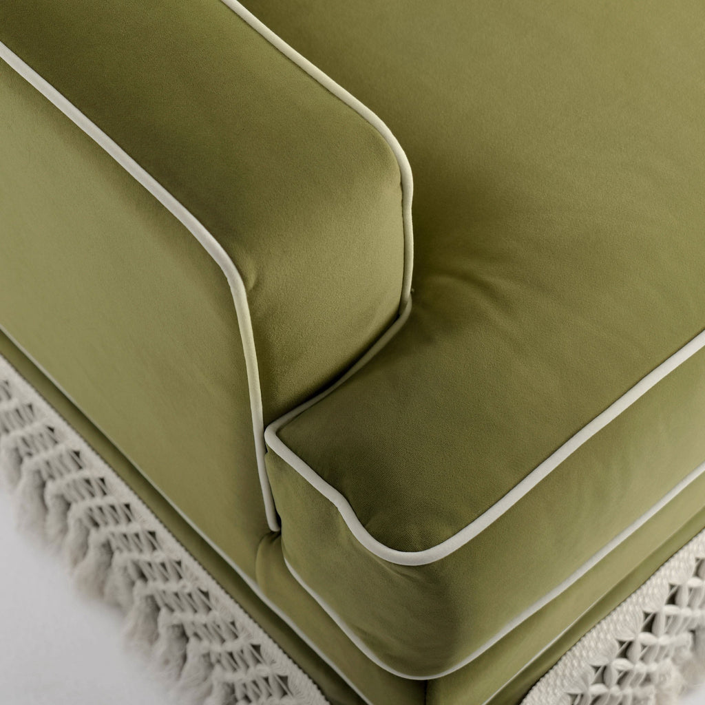 Cottonfy Fringe Skirt Sofa Velvet Linen Comfort Relaxed Living Olive Green Velvet