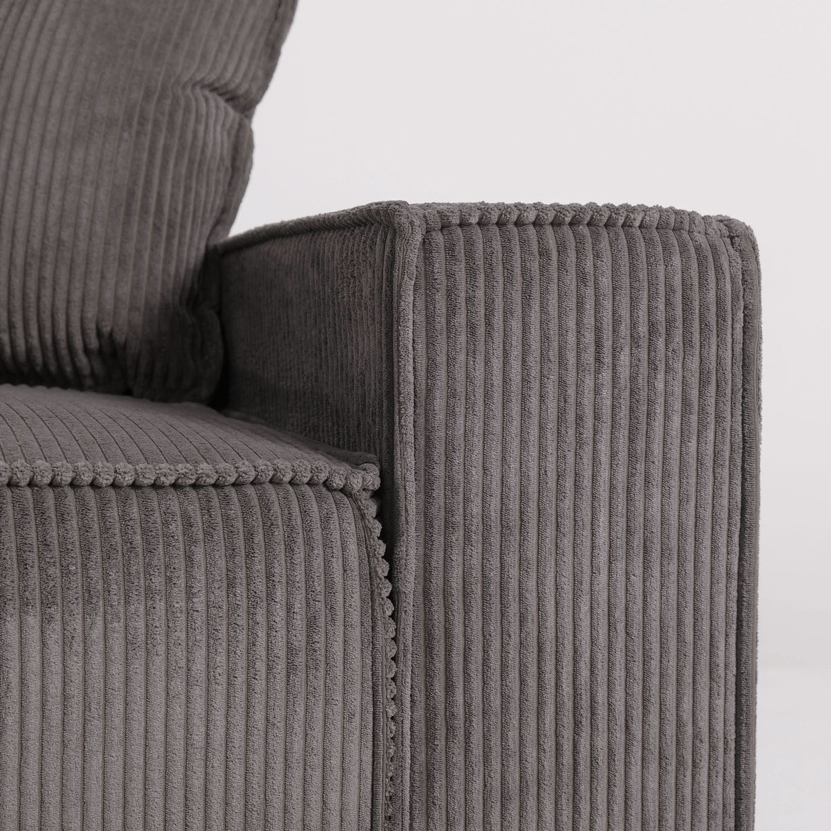 Beige & Grey Corduroy Sofa Bed with Adjustable Backrest and Spring Coil Support