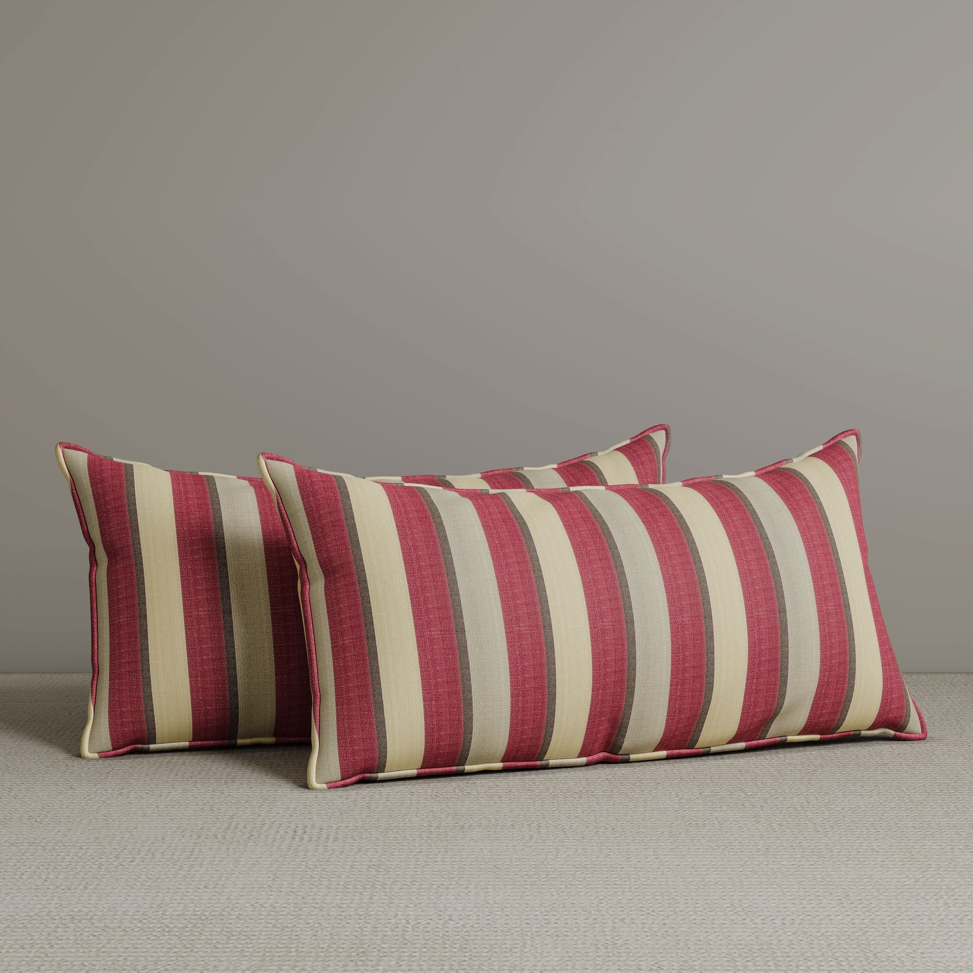 ‍Exclusive Waist Cushion in Red Striped Cotton Linen, 56*27*12 CM (100% off)