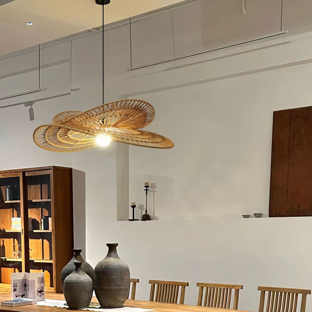 Lightsin Vintage Countryside Rattan Craft Handwoven Creative Pendant Light Fixtures