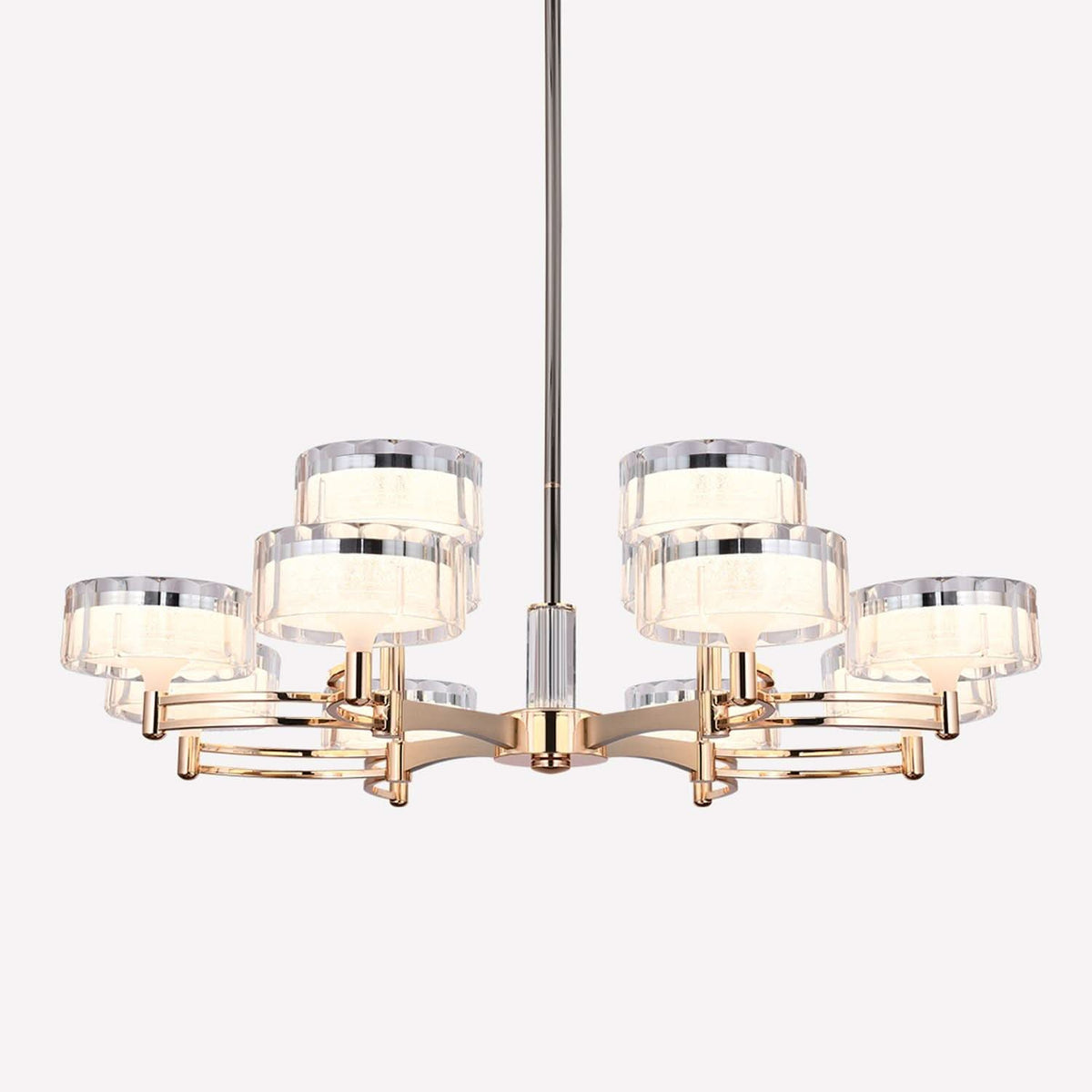Lightsin Luxury Metal Chandelier for Living Room with Tri-Colour Lighting Options