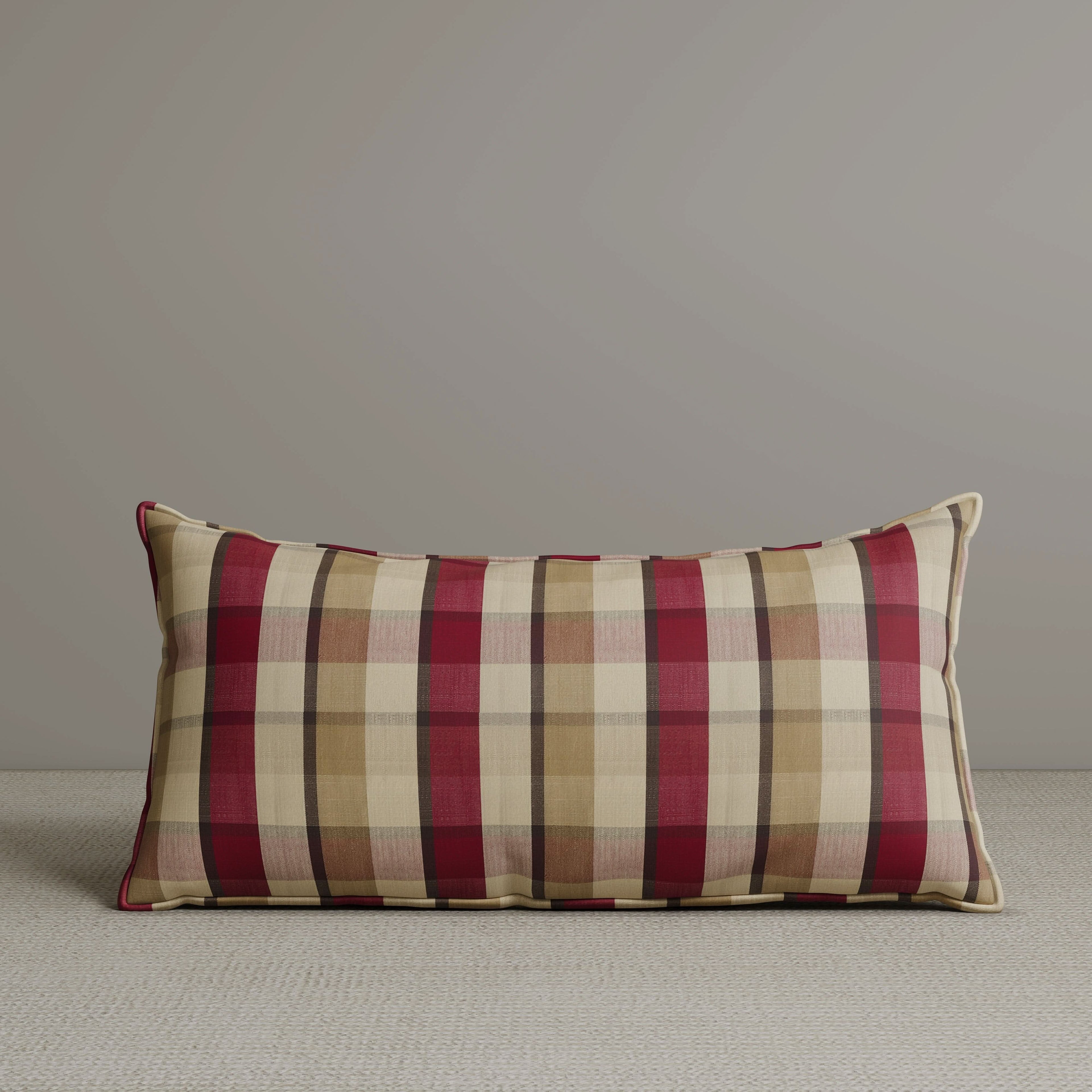 ‍Exclusive Waist Cushion in Red Checkered Cotton Linen, 56*27*12 CM (100% off)
