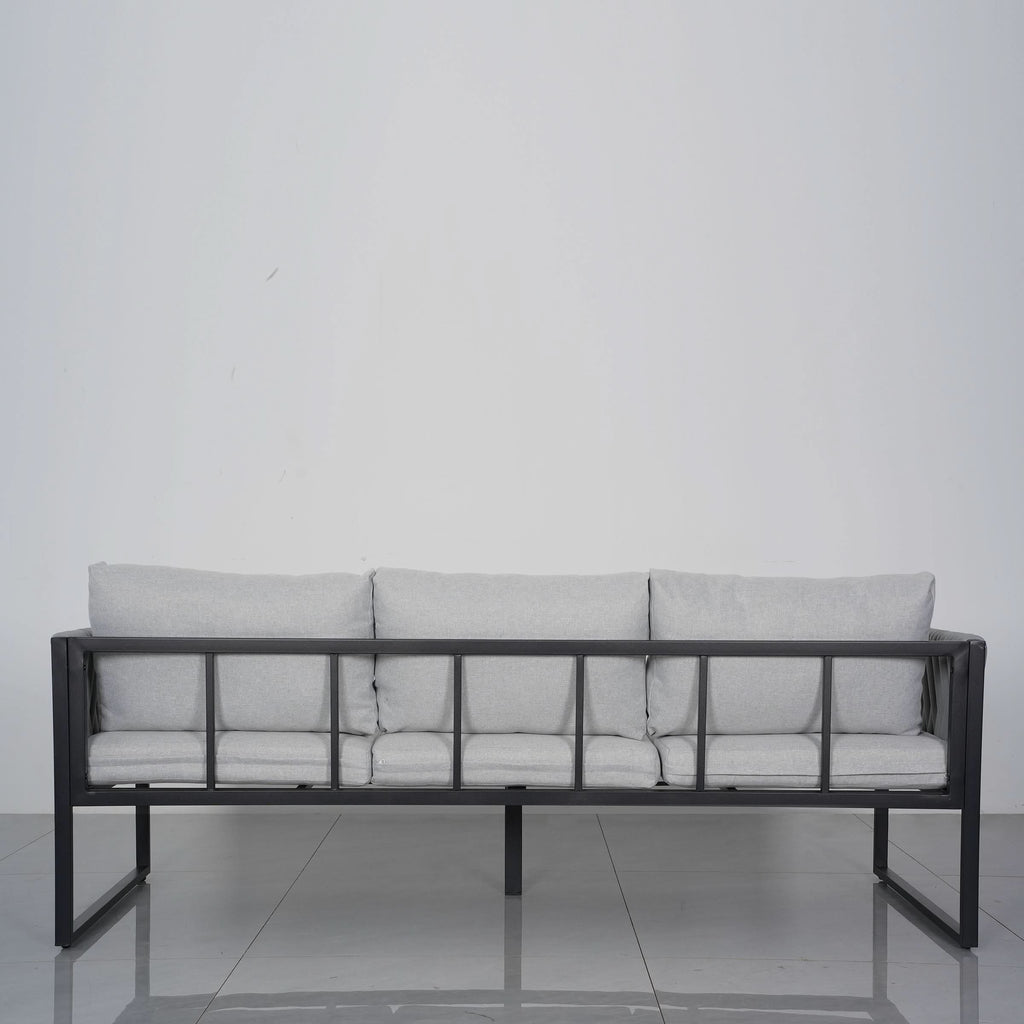 4 Piece Outdoor Garden Sofa Set with Rope Detailing and Sturdy Metal Frame