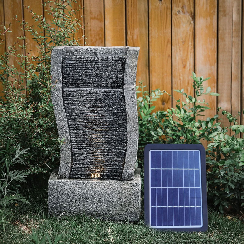 50CM H Slate Effect Modern Waterfall Ornament Garden Water Feature Cascading Tiered Water