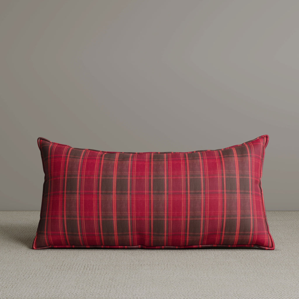 Exclusive Waist Cushion in Garnet Red Checkered Cotton Linen, 56*27*12 CM