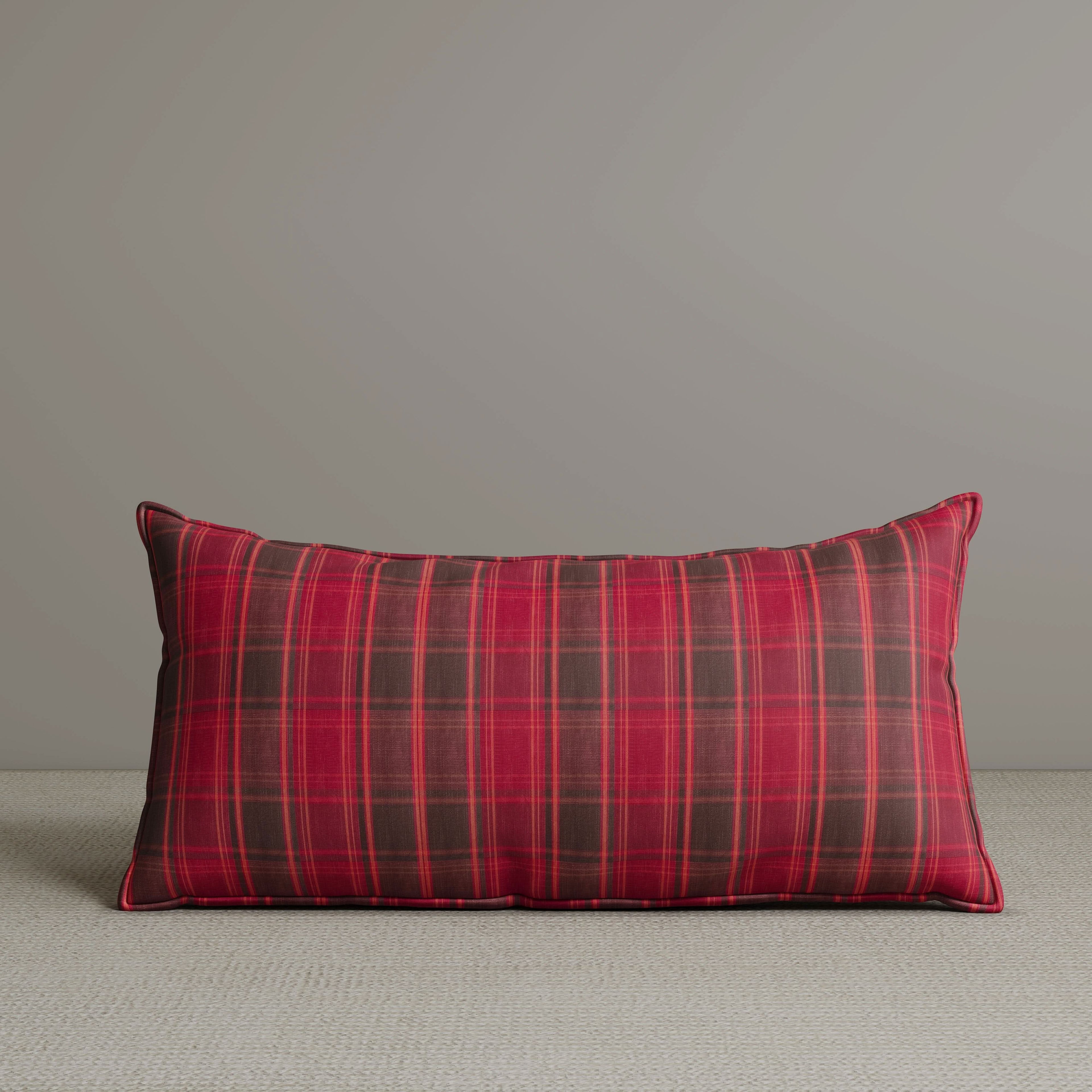 Exclusive Waist Cushion in Garnet Red Checkered Cotton Linen, 56*27*12 CM