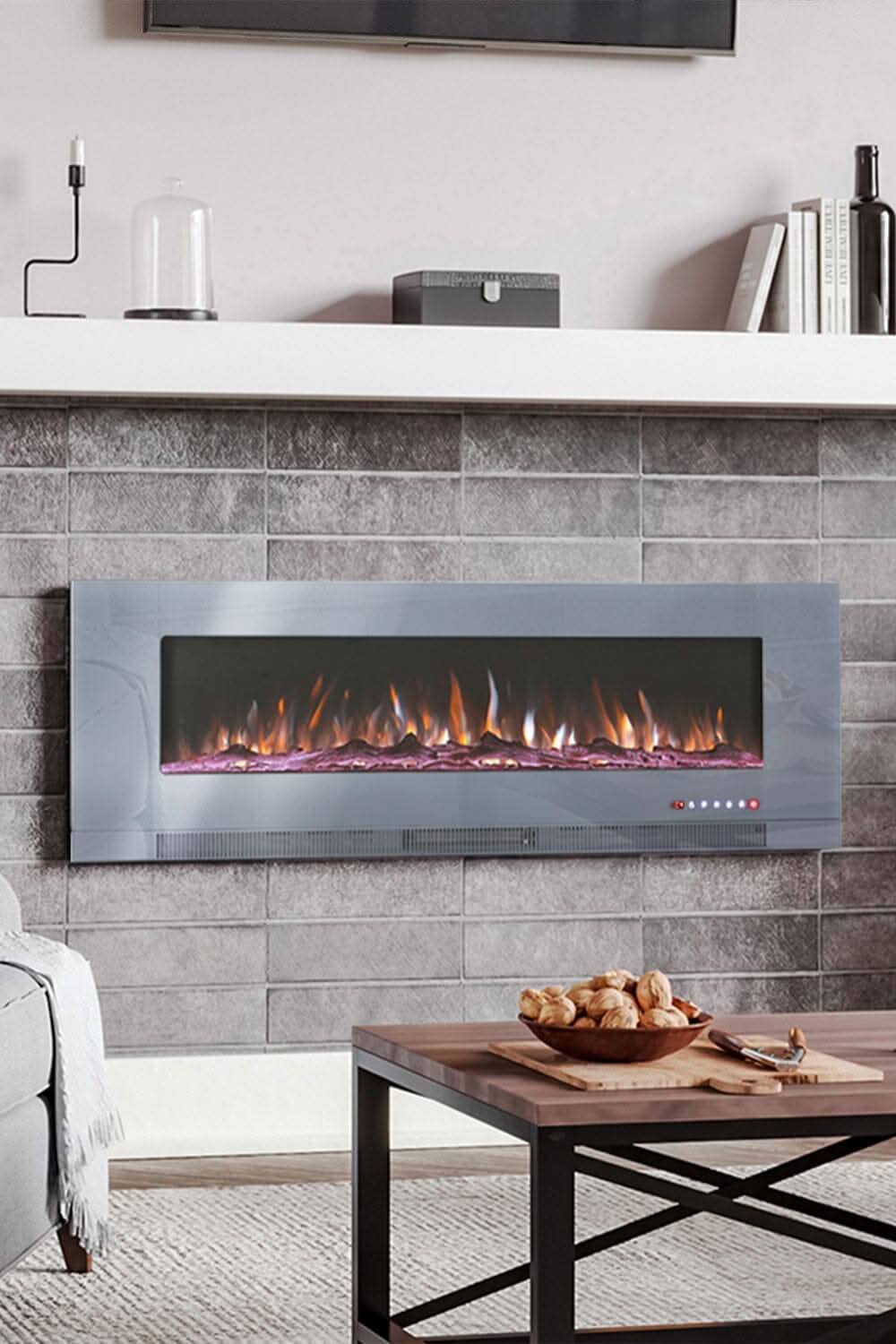50/60 inch Electric Fireplace 5000 BTU Wall Mounted Fireplaces Heater