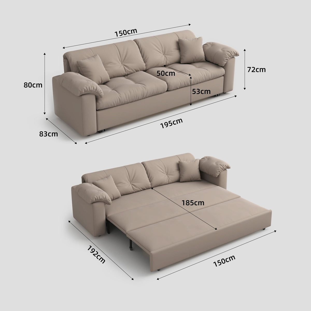 Cottonfy Multifunctional Sleeper 3 Seater Sofa Bed with Storage Space