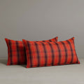 Exclusive Waist Cushion in Autumn Spice Checkered Cotton Linen, 56*27*12 CM
