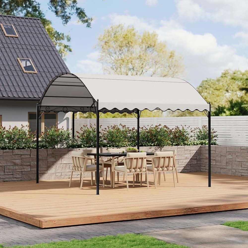 9.84 x 9.84 x 8.53 ft/ 9.84 x 13.12 x 8.53 ft Beige Arch Steel Canopy with Ground Pegs