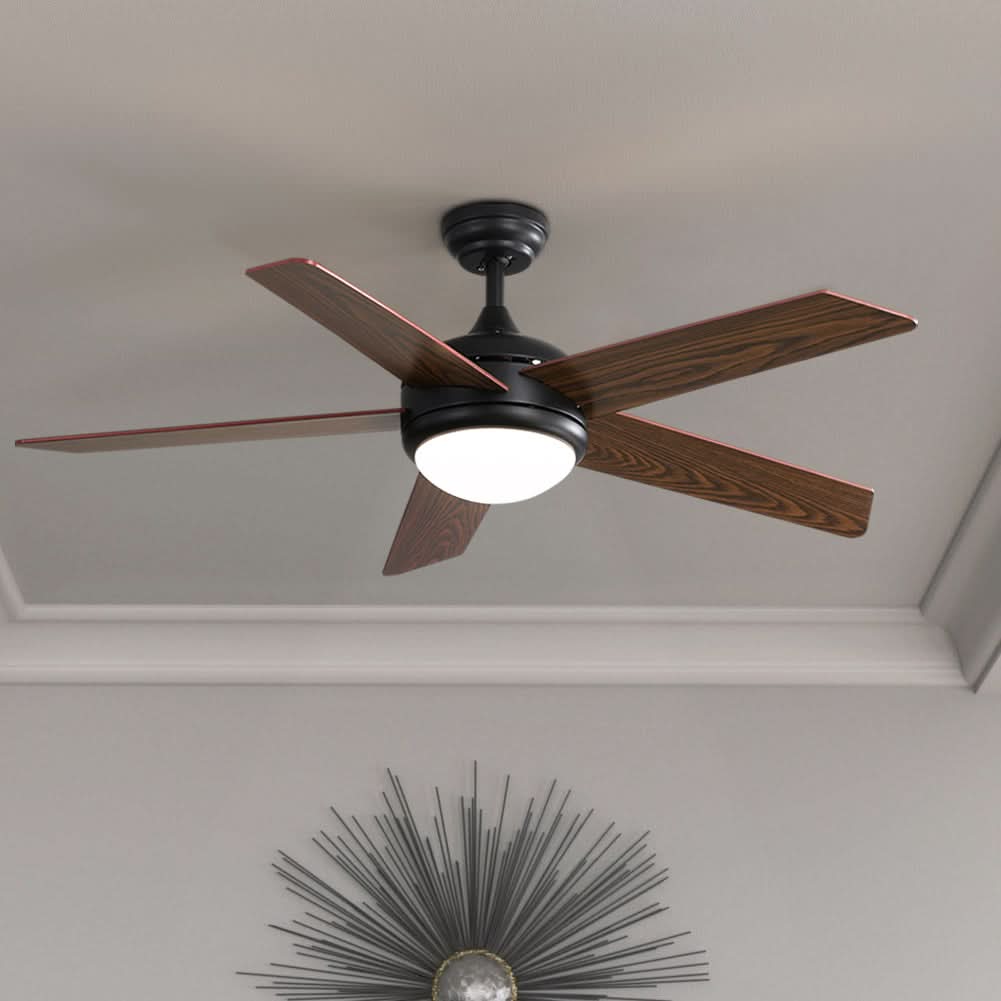 52 Inch Wooden Blades Ceiling Fan with LED Lamp Light Dimmable and Remote
