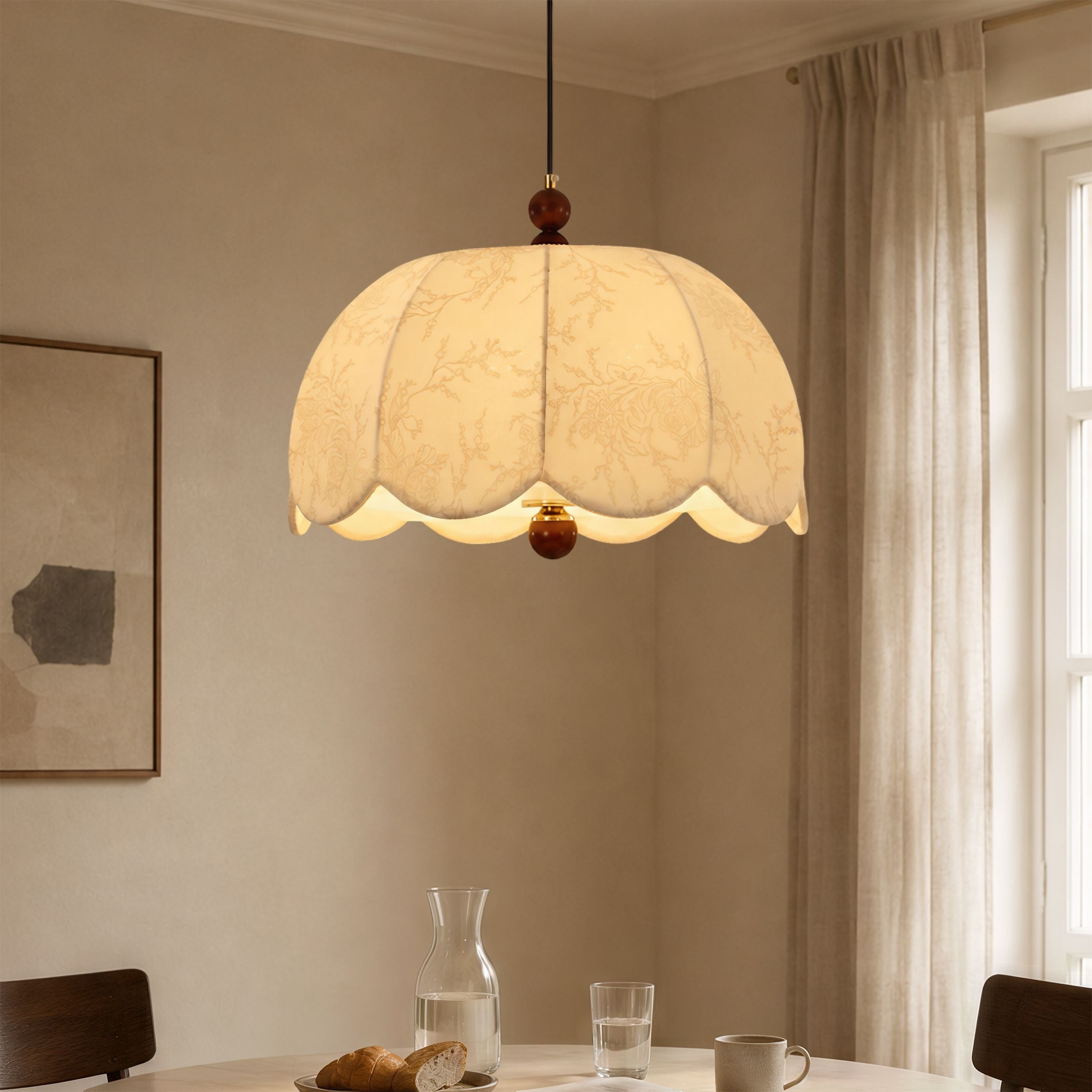 Yellow Fabric Pendant Light | Soft Shade E27 Ceiling Lamp