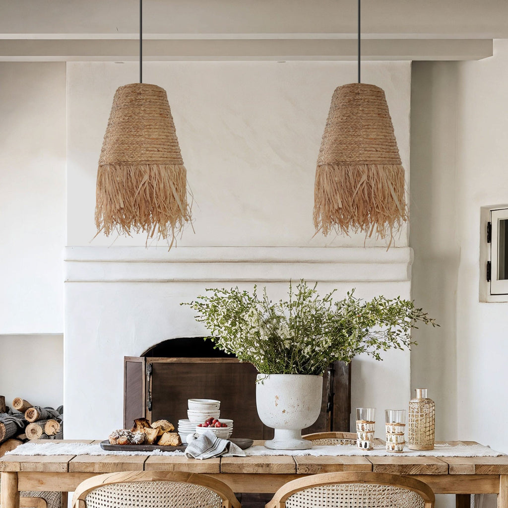 Lightsin Zen Wabi-Sabi Woven Pendant Light with Natural Grass Texture