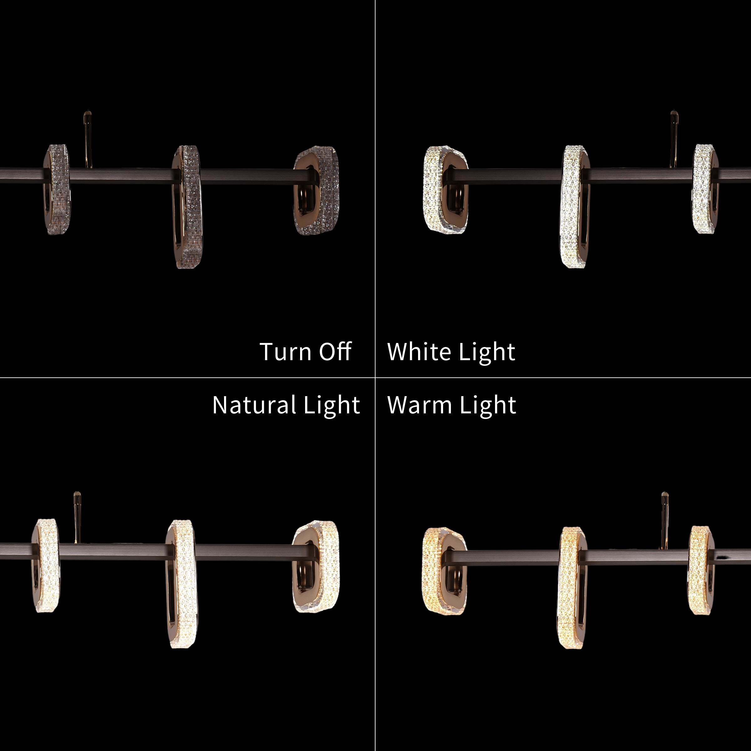 Lightsin Gold Linear LED Pendant Light with Acrylic Shades Metal Ceiling Lighting