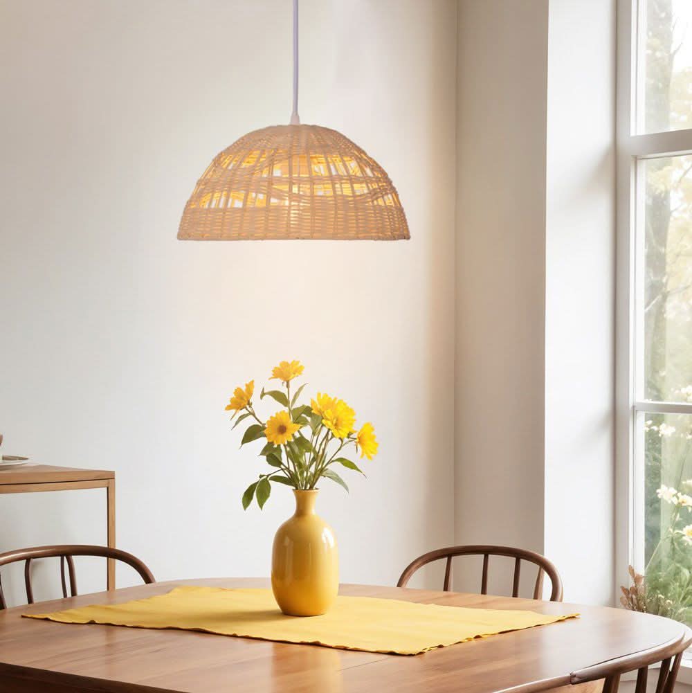Lightsin Eco-Friendly Dome-Shaped Rattan Pendant Light for Home Decor
