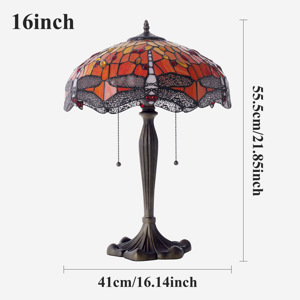 Lightin Tiffany Table Lamp | Handcrafted Stained Glass Dragonfly Series