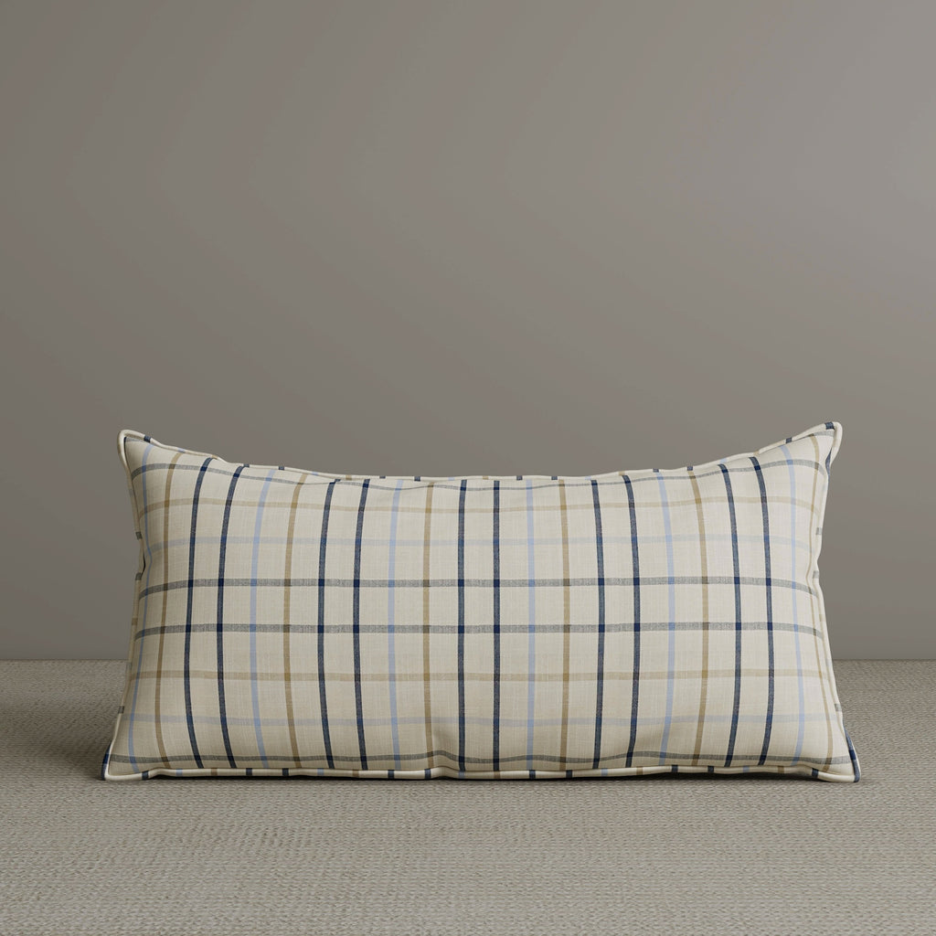 Exclusive Waist Cushion in Light Blue Checkered Cotton Linen, 56*27*12 CM