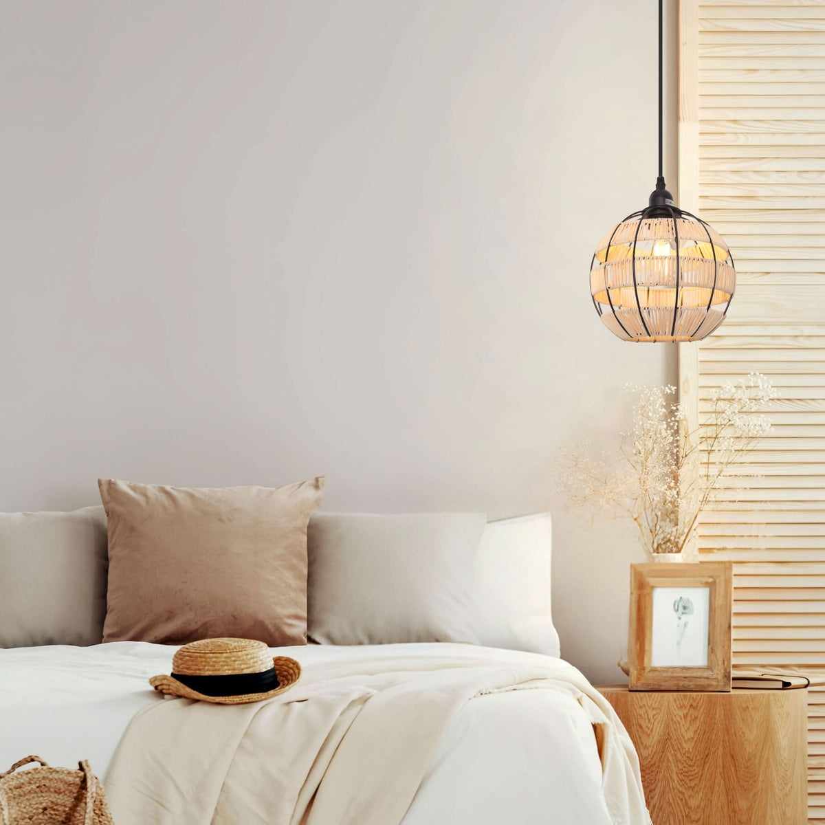 Glyph-Lightsin Woven Sphere Pendant Light for Cozy Natural Elegance