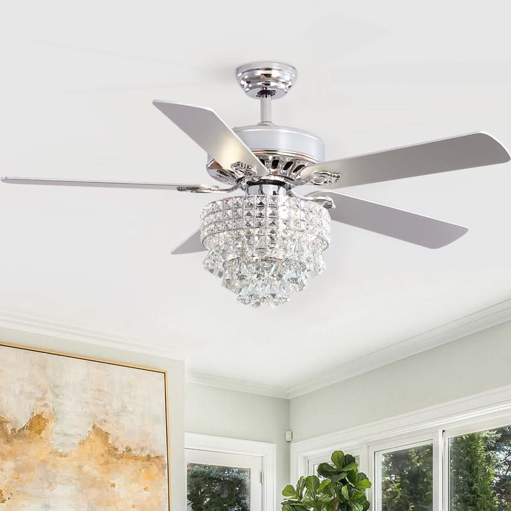 52 Inch LED Ceiling Fan 5 Blades Crystal Chandelier