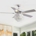 52 Inch LED Ceiling Fan 5 Blades Crystal Chandelier
