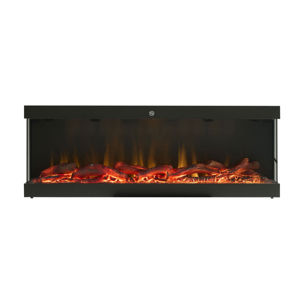 42/48/56/72inch 3-Sided Black/White Electric Fireplace with Remote Control, WiFi Function, Adjustable LED Flames and Heating Modes