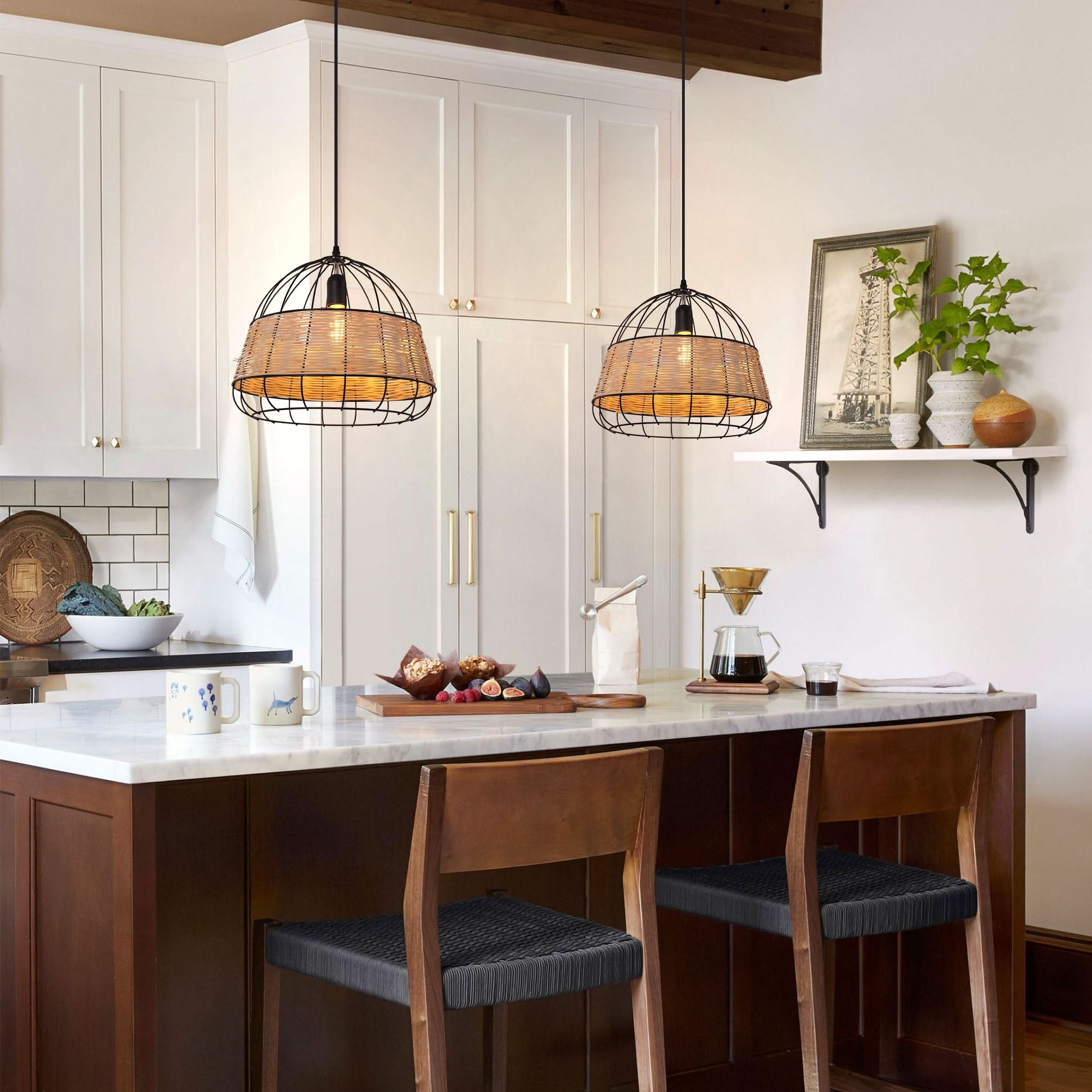 Glyph-Lightsin Handcrafted Rattan Pendant Light with Iron Frame for Home Decor