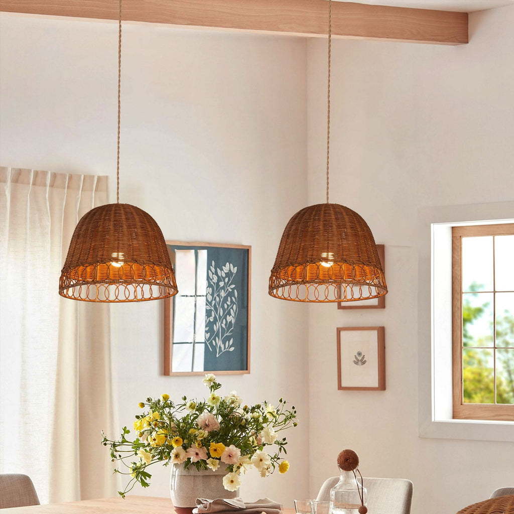 Lightsin Handwoven Rattan Pendant Light – Eco-Friendly, Warm Lighting for Cozy Living Rooms & Dining Spaces