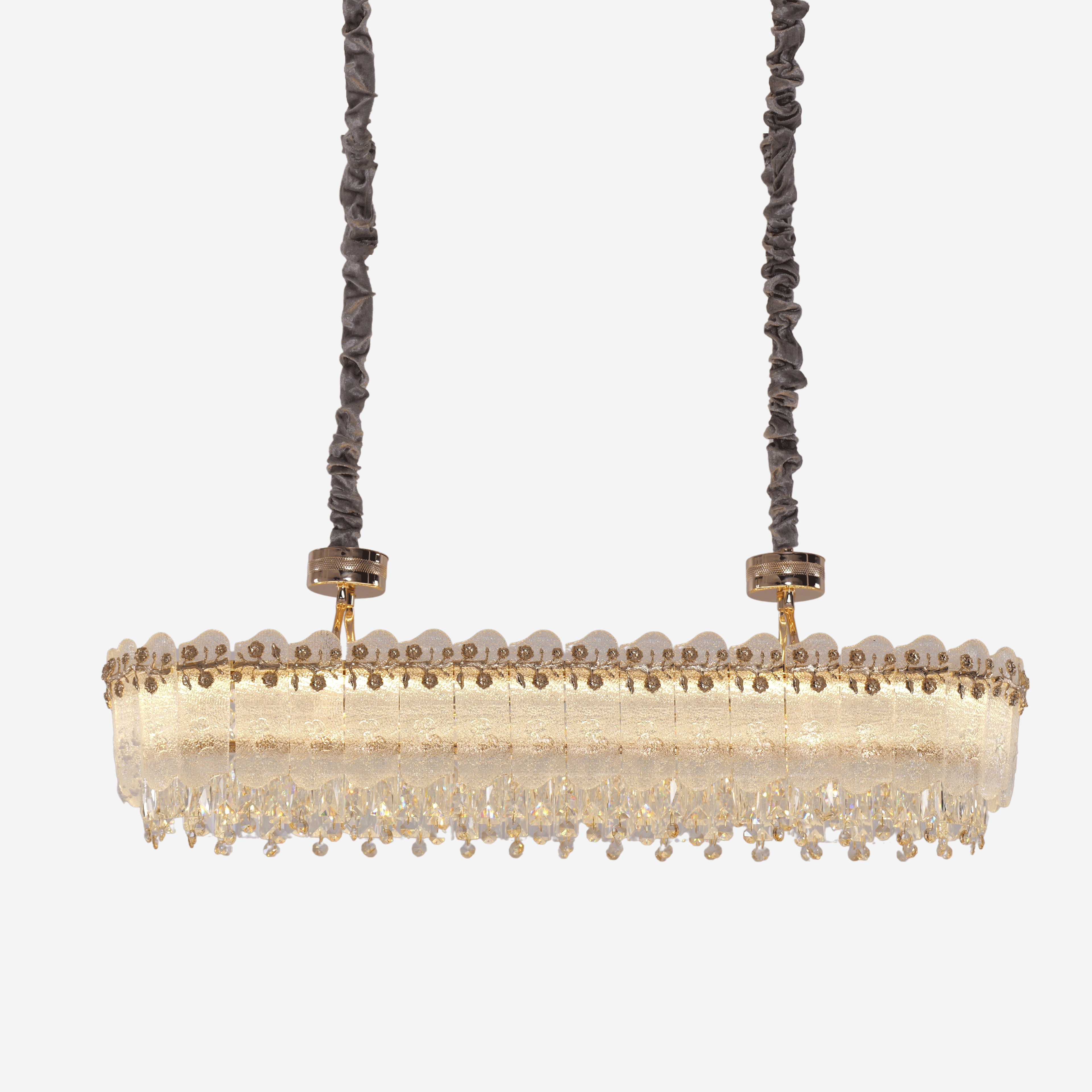 Lightsin Contemporary Crystal Pendant Light Oval and Round Dimmable Ceiling Fixture for Living Room and Hall