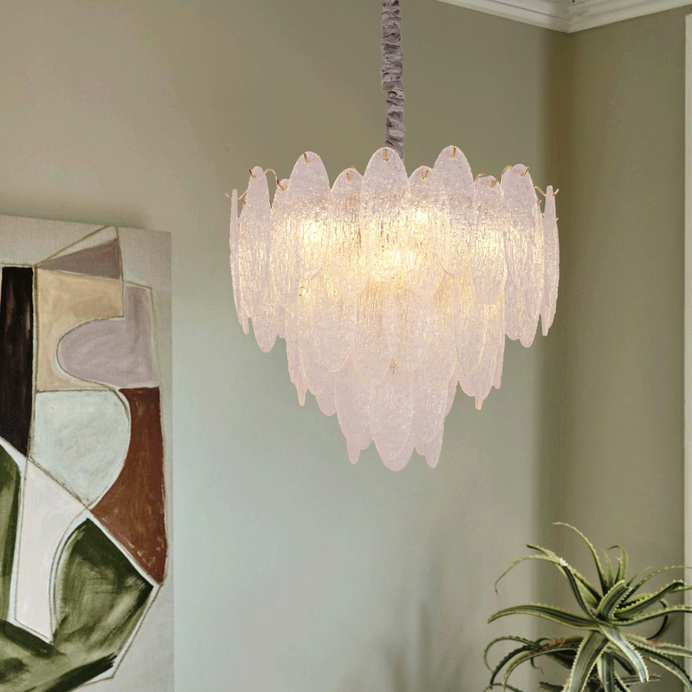 Lightsin Luxury Crystal Ceiling Light Champagne Gold Chandelier