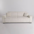 Beige & Grey Corduroy Sofa Bed with Adjustable Backrest and Spring Coil Support