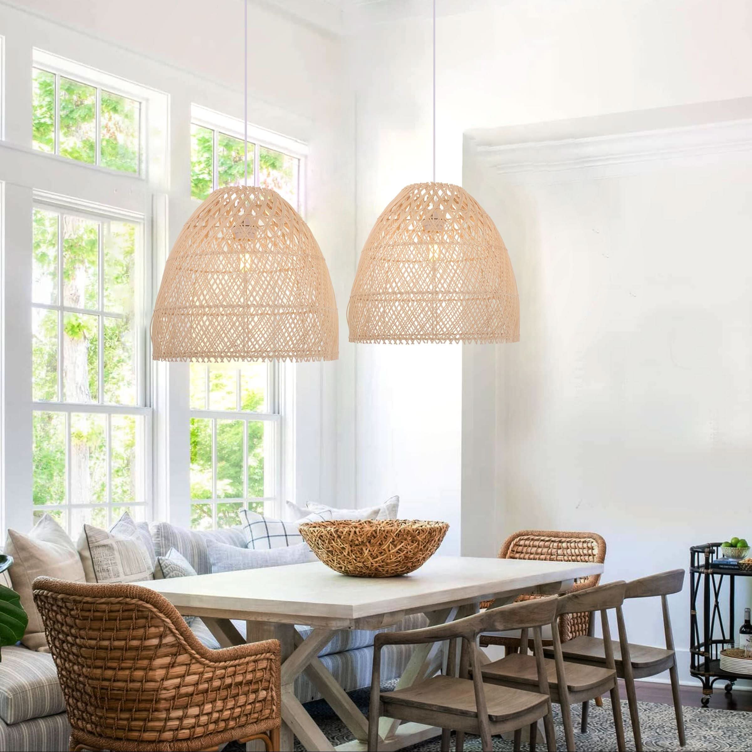 Lightsin TerraBell Dome Shaped Rattan Hanging Light