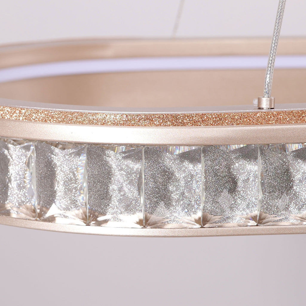 Lightsin Elegant Champagne Gold Oval Pendant Light with Crystal Accents